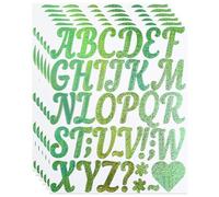 YIKTUNQ 6 Sheets 2 Inches Glitter Letter Stickers,210 Pcs Self-Adhesive Alphabet Letters Sticker Decals for Mailbox Scrapbook Water Bottle DIY Crafts - Green