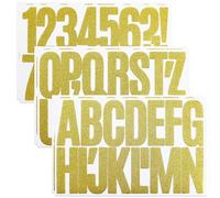 YIKTUNQ 6 Sheets Large Letter Number Stickers, 3 Inch Stick On Alphabet Sticker Letters Decals, Outdoor Waterproof Letter Numbers Stickers for Mailbox Garbage Car Windows Door Garden - Gold