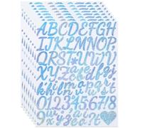 YIKTUNQ 8 Sheets 1.5 Inches Glitter Letter Number Stickers,608 Pcs Cursive Self-Adhesive Alphabet Letters Sticker Decals for Scrapbook Water Bottle DIY Crafts - Silver