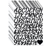 YIKTUNQ 8 Sheets 1.5 Inches Letter Number Stickers,608 Pcs Self-Adhesive Cursive Alphabet Letters Sticker Decals for Scrapbook Water Bottle DIY Crafts - Black