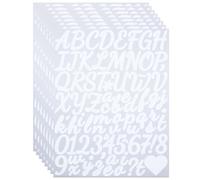 YIKTUNQ 8 Sheets 1.5 Inches Letter Number Stickers,608 Pcs Self-Adhesive Cursive Alphabet Letters Sticker Decals for Scrapbook Water Bottle DIY Crafts - White