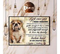 YiKue Funny Retro Tin Signs English Bulldog God Once Said I Need Someone Vintage Auto Motorcycle Gasoline Garage Home Wall Decoration Metal Plaques 8 x 12 Inches