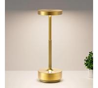 YIKUI Cordless Table Lamp, LED Table Lights Rechargeable 5000mAh Battery Powered Portable Outdoor IP54 Waterproof 3 Color Dimmable Touch Desk Lamps for Living Room Dining Restaurant Patio Brass
