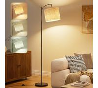 Yikuneng Floor Lamp with 3 Color Temperatures 9W LED Bulb, Modern Arc Standing Lamp with Rotable Linen Lampshade & Foot Switch, Tall Industrial Floor Lamp Reading for Living Room, Bedroom, Office