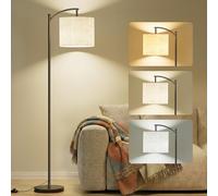 Yikuneng Floor Lamps for Living Room, 63'' Modern Arc Standing Lamp with 3 Color Temperatures & Linen Shade, Corner Lamp Reading Floor Light for Bedroom Office Dorm Room(9W LED Bulb Included)