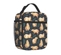 Yilad Capybaras Leaf Lunch Box Insulated Thermal Reusable Lunch Bag Cooler Totes For Men Work Office Picnic Hiking