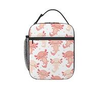 Yilad Cartoon Pink Axolotl Lunch Box Insulated Soft Bag Reusable Cooler Bag For Women&Men&Work Picnic Hiking, Black