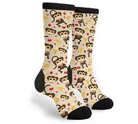 Yilad Novelty Crew Socks Casual Socks Mid Calf Socks For Women Men, Monkey Banana, One Size