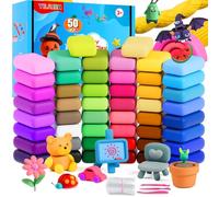 YILAIDA Air Dry Clay, 50 Colors Modeling Clay Ultra Light Non-Toxic Magic Air Drying Clay with Modeling Tools, Accessories and Booklet Art Craft Gift to Kids and Beginner