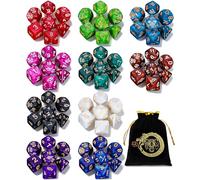 YILAIDA D&D Dice Sets, 10 X 7 Polyhedral Dice for Dungeons and Dragons DND RPG MTG Table Games D4 D6 D8 D10 D% D12 D20 with 1 Big Pouch