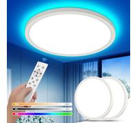 YiLaie 2 Pack RGB LED Ceiling Lights Dimmable with Remote Control,24W 2700LM Bathroom Lights Ceiling,3000K-6500K for Living Room, Bedroom, Kids Room, Dining Room, Kitchen, Bathroom, Round 12 Inch