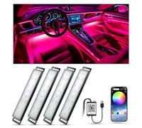 YiLaie Car LED Interior Lights, LED Atmosphere Light with APP Control and 16 Million Colours, USB Port, Music Mode, Colour Memory, Car Stuff, Ambient Lighting, DC 5V