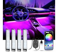 YiLaie Car LED Interior Lights,RGB Atmosphere Light with APP Control and 16 Million Colours, USB Port Music Mode, Colour Memory, Car Accessories, LED ambient lighting kit, DC 5V