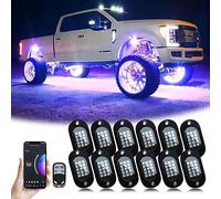 YiLaie RGB LED Rock Lights, 180 LEDs Lights with Phone App/Remote Control & Timing & Music Mode Rock Lights Kits, Waterproof Underglow Light for ATV RZR UTV SUV Off Road Car Motorcycle (12 Pods)