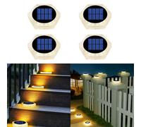 YiLaie Solar Decking Lights, 24H Working 1000mAh Solar Step Ground Lights-4LED, IP68 Waterproof Solar Lights Outdoor Garden for Driveway Walkway Pathway Yard Stair Fence Decoration [Warm White]