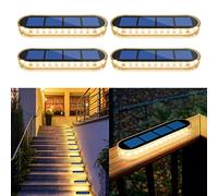YiLaie Solar Decking Lights, Solar Step Lights, IP68 Waterproof Solar Lights Outdoor Garden for Driveway Walkway Deck Pathway Yard Stair Fence Decoration 4 Pack [Warm White]