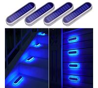 YiLaie Solar Driveway Lights Deck Lights Solar Powered, Solar Deck Lights Outdoor Waterproof LED, Blue Solar Step Lights Wireless, Stick on Lights for Deck Step Dock Driveway (4 Pack)