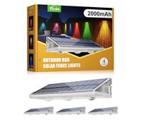 YiLaie Solar Fence Lights Outdoor, Upgrade 2000 mAh Solar Wall Lights, 7 Colors & 8 Lighting Modes, IP67 Waterproof, RGB Fence Lights for Backyard Wall Step Patio Railing Pool Porch (4 Pack)