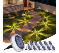 YiLaie Solar Lights Outdoor Garden,12 Pack Solar Garden Lights,IP68 Waterproof Solar Disk Lights for Pathway Lawn Patio Yard Landscape (Warm White)