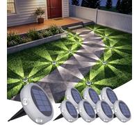 YiLaie Solar Lights Outdoor Garden,8Pack Solar Garden Lights,IP68 Waterproof Solar Disk Lights for Pathway Lawn Patio Yard Landscape(Cold White)