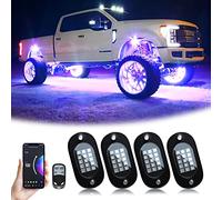 YiLaie Underglow Light Kit for Car, RGB LED Rock Lights with APP/RF Control | Waterproof IP68, Timing Function, Music Mode, Ambient Lighting car for Off Road RZR SUV ATV, Car Accessories, DC 12V（4 Pods）