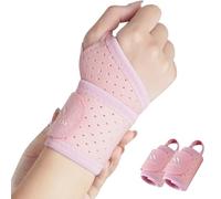 YILAIMAX 2 Pcs Wrist Supports Right Left Hand Bandage,Pink Adjustable Compression Tendonitis Wrist Support for Man Woman Wrist Brace,Pain Relief, Tendinitis, Sprains, Repetitive Strain Injuries
