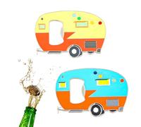 YILANJIN,2 Pack Magnetic Bottle Opener,RV Caravan Bottle Opener,Creative Fridge Magnet,Caravan Gift for Camper Lovers,Beer Bottle Openers for Indoor/Outdoor Picnic Utility Tools(Blue,Yellow)