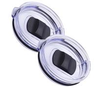YILANJIN 2 Pcs Replacement Lids Compatible, 30oz Tumbler Lids, Classic Clear Flip Replacement Lids Spill Lids with Magnetic Slider Switc, Plastic Splash Resistant Lids Covers for Tumbler Cup(Black)