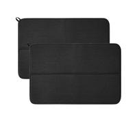 YILANJIN 2PCS Drying Mat, Microfibre Dish Drying Mat, Non-Slip Heat Insulation, Super Absorbent Draining Board Mat, Quick Dry Dish Drainer Mat for Kitchen, Bar, Counter, Plate &Cup 40 x 45 CM (Black)