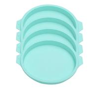 YILANJIN 4 PCS Silicone Cake Tins for Baking, Layered Cake Baking Moulds, Silicone Round Cake 8 Inch Quick Release Silicone Cake Mould Reusable Silicone Baking Tins for Layer Cake Cheese Cake (Green)