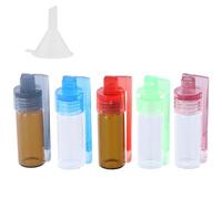 YILANJIN 5Pcs Small Glass Bottle 51MM Small Pill Box with Funnel Bottle Cap and Spoon Integrated Spice Powder Tool Waterproof Glass Sample Vials Spice Jars Powder Container Mini Organizer Case Vial