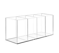 YILANJIN Acrylic Pen Pencil Holder, 4 Compartments Clear Pen Pot, Makeup Brush Storage Organiser, Desk Supplies Organisers, Transparent Pen Pot for Office, School, Home Supplies