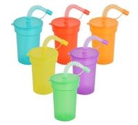 YILANJIN Plastic Cups, 6 PCS Reusable Drinking Cups with Lids and Straws, Colorful Travel Mugs Set for Drinks, Bulk Iced Coffee Cup with Lids for Party Birthdays, Smoothie, Ice Cream (6 Colors)