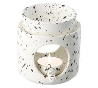 YILANJIN Wax Melt Burners, Ceramic Aromatherapy Candle Holder Removable Bowl Tea Light Burner Oil Burners For Essential Oils Grooved Surface Candle Burner for Sleep Aid Relaxation Meditation (B)