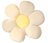 YILANLAN Cute flower pillow plush floor pillow cartoon thick plush office chair sitting tatami flower cushion cushion simple room decoration (40cm, White)