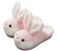 YILANLAN Women's Cute Bunny Animals Slippers Interesting Comfortable Furry Slippers Soft Plush Winter season Keep warm Home Slippers (1.5/2, Pink slipper, numeric_1_point_5)