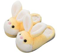YILANLAN Women's Cute Bunny Animals Slippers Interesting Comfortable Furry Slippers Soft Plush Winter season Keep warm Home Slippers (2.5/3, Yellow slipper, numeric_2_point_5)
