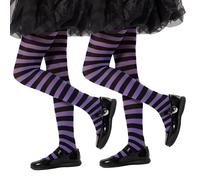 Yilanmy 2 Pairs Children's Striped Tights Kids Footed Pantyhose