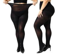 Yilanmy 2 Pairs Women's Plus Size Tights 70D Opaque Control Top Tights | High Waist Ultra-Soft Thick Microfiber Nylon Curves Pantyhose