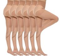 Yilanmy 6 Pairs Women's Sheer Tights 20 Denier Nylon Silk Soft Tights Black Natural Nude Shaping Pantyhose (Natural-XL)