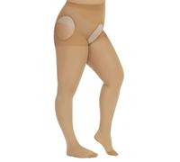 Yilanmy Plus Size Suspender Tights for Women Crotchless 40 Denier Garter Stockings High Waist Control Top Suspender Pantyhose (Natural, 3XL-4XL)