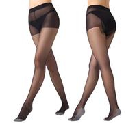 Yilanmy Sheer Tights for Women 10 Denier High Waist Anti Slip Tights Rip Resistant Pantyhose 2 Pairs (Black*2, S-M)