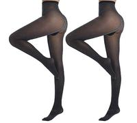 Yilanmy Women's Shiny Lurex Tights Ladies Sparkly Glitter Tights 50D High Waist Metallic Shimmer Pantyhose 2 Pairs (Black/Silver,L/XL)