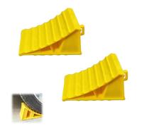 Yilceemy 2 Pieces Brake Chocks with Handle Wheel Mat Car Wheel Chock Plastic Portable 16 × 10 × 10 cm for Car, Trailer, Caravan, Car, Motorhome (Yellow)