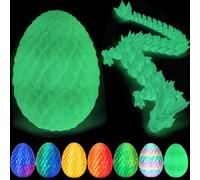 YILCER 12" 3D Printed Dragon, Upgraded Fall Protection Dragon Egg & Reinforced 3D Dragons Joints, Safe Eco-Friendly Fidget Toy, Ideal for Gift-Giving and Children's Parties (Luminous Colour)