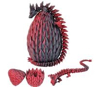 YILCER 12" 3D Printed Dragon, Upgraded Fall Protection Dragon Egg & Reinforced 3D Dragons Joints, Safe Eco-Friendly Fidget Toy, Ideal for Gift-Giving and Children's Parties (Black and Red)