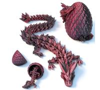 YILCER 12" 3D Printed Dragon, Upgraded Fall Protection Dragon Egg & Reinforced 3D Dragons Joints, Safe Eco-Friendly Fidget Toy, Ideal for Gift-Giving and Children's Parties (Laser Black and Red)