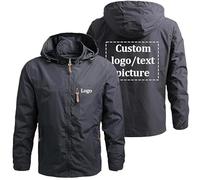 YILDEX Personalized Logo Men Windbreaker Jackets Outerwear Custom Waterproof Coat Dark Grey,5X-Large