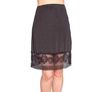 YILEEGOO Half Slip Women Waist Slip Petticoat Underskirt 24 Inch Long Lace Trim (Black, Large)