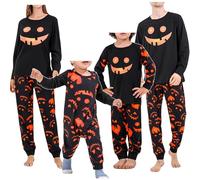 YILEEGOO Halloween Family Matching Pajamas Set Skeleton Pumpkin Printed PJs Holiday Loungewear Set for Men/Women/Kids/Baby (Mom, Halloween1, M)